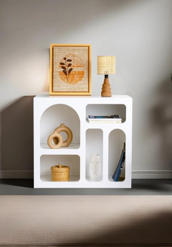 NORDVÄRK Lessa konsolbord, m. 5 rum - hvid melamin (80x37)