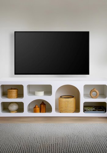 NORDVÄRK Lorin konsolbord, m. 7 rum - hvid melamin (160x40)