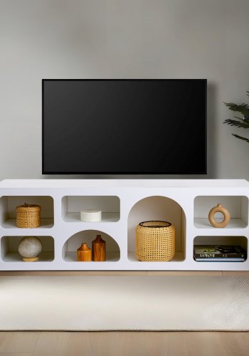 NORDVÄRK Lorin konsolbord, m. 7 rum - hvid melamin (160x40)