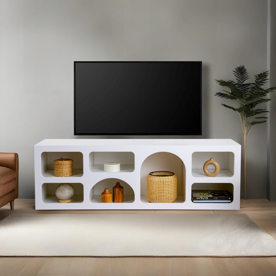 NORDVÄRK Lorin konsolbord, m. 7 rum - hvid melamin (160x40)