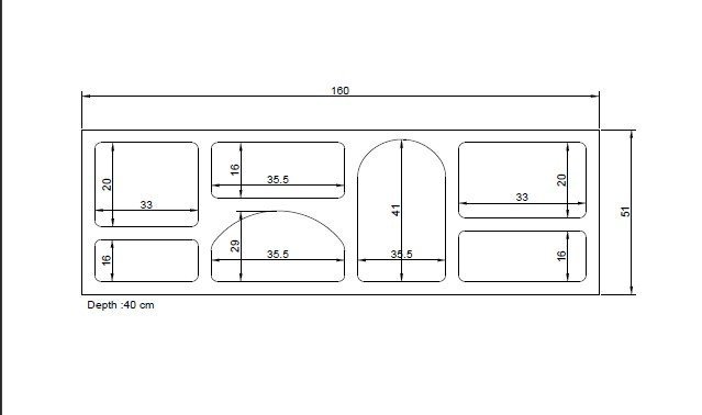 NORDVÄRK Lorin konsolbord, m. 7 rum - hvid melamin (160x40)