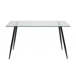 ACT NORDIC Wilma spisebord - Klar/sort glas, m. glasplade og sorte ben, rektangulr, inkl plastik fodsko, (75x140x80)
