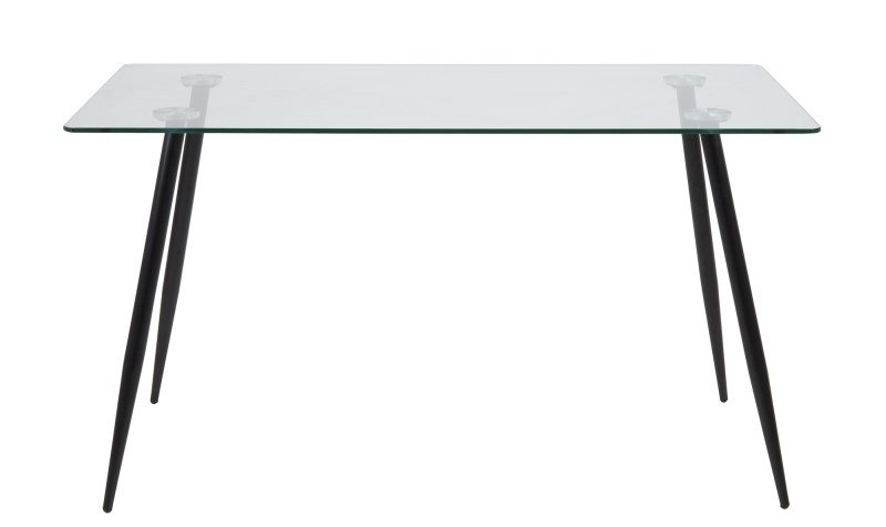 ACT NORDIC Wilma spisebord - Klar/sort glas, m. glasplade og sorte ben, rektangulr, inkl plastik fodsko, (75x140x80)