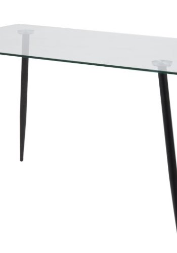 ACT NORDIC Wilma spisebord - Klar/sort glas, m. glasplade og sorte ben, rektangulr, inkl plastik fodsko, (75x140x80)