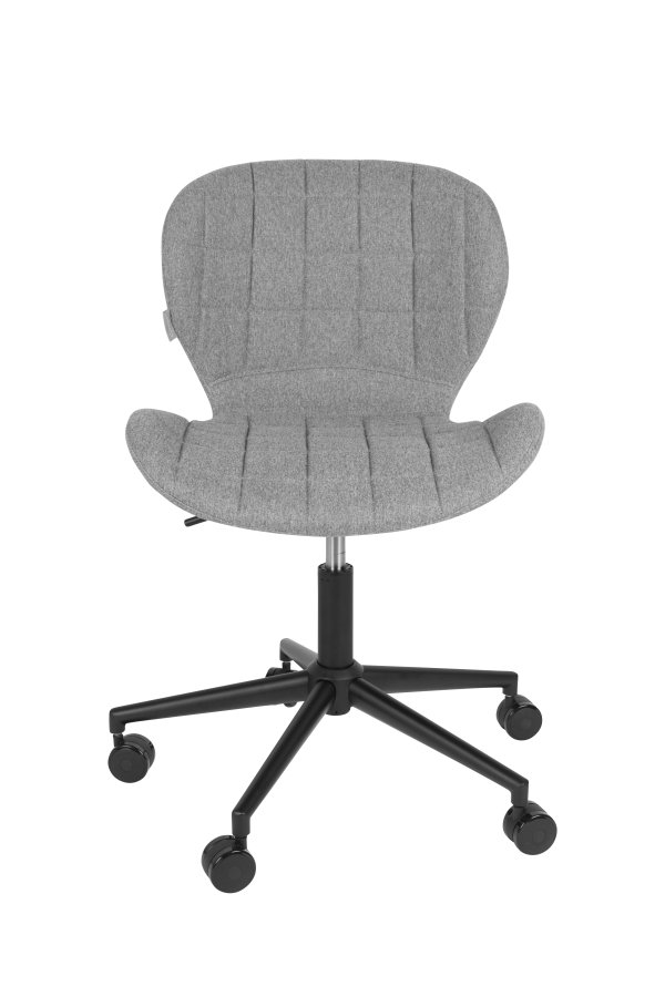 ZUIVER OMG kontorstol, hjdejusterbar, m. hjul - gr polyester og sort metal