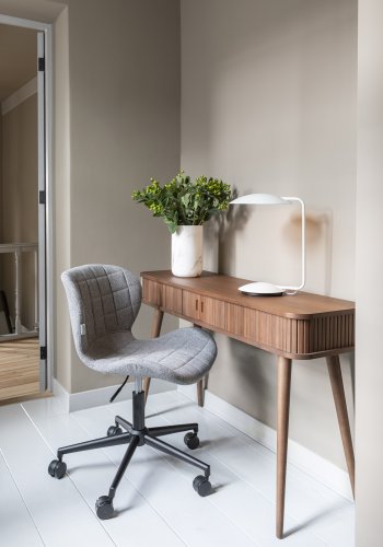 ZUIVER OMG kontorstol, hjdejusterbar, m. hjul - gr polyester og sort metal