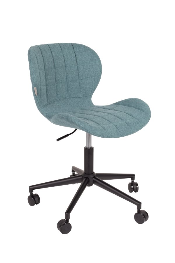 ZUIVER OMG kontorstol, hjdejusterbar, m. hjul - bl polyester og sort metal
