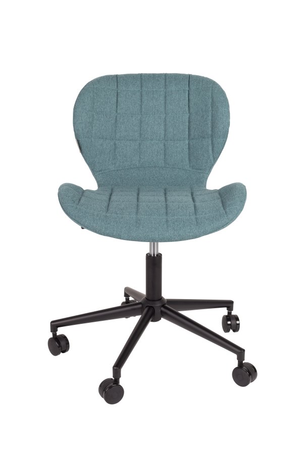 ZUIVER OMG kontorstol, hjdejusterbar, m. hjul - bl polyester og sort metal