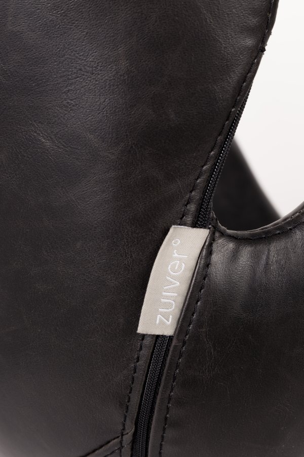 ZUIVER Nikki kontorstol, hjdejusterbar, m. armln og hjul - sort PU og sort stl