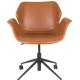 ZUIVER Nikki kontorstol, hjdejusterbar, m. armln og hjul - brun PU og sort stl