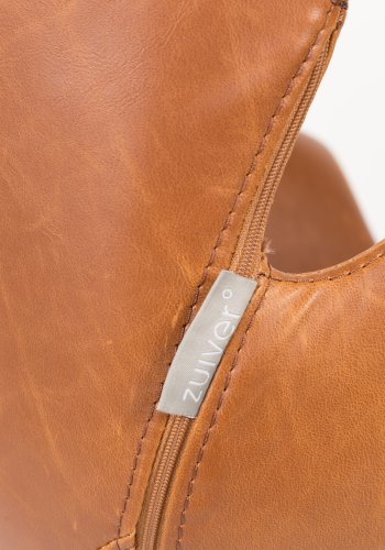 ZUIVER Nikki kontorstol, hjdejusterbar, m. armln og hjul - brun PU og sort stl