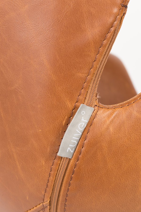 ZUIVER Nikki kontorstol, hjdejusterbar, m. armln og hjul - brun PU og sort stl