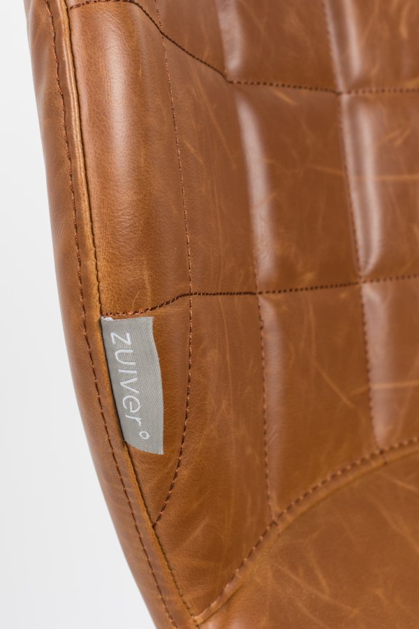 ZUIVER OMG LL kontorstol, hjdejusterbar, m. hjul - brun PU og sort metal