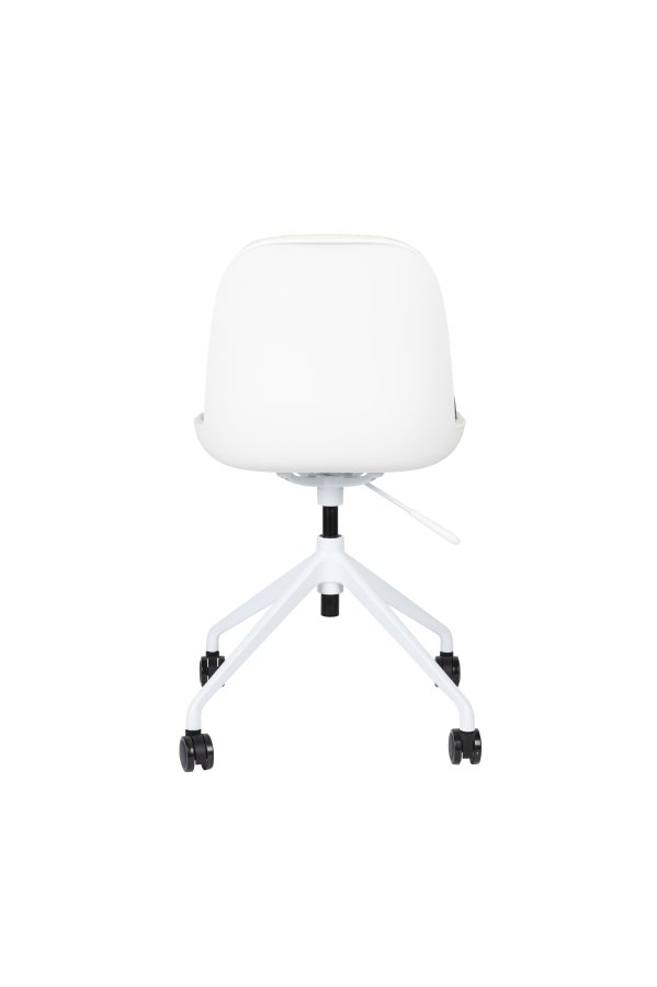 ZUIVER Albert Kuip kontorstol, m. hjul - hvid polyester og hvid aluminium