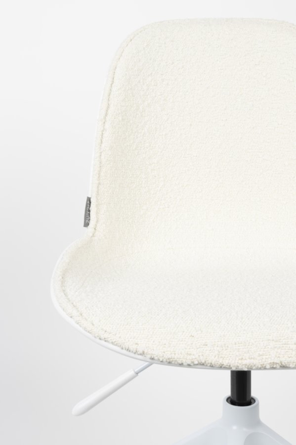 ZUIVER Albert Kuip kontorstol, m. hjul - hvid polyester og hvid aluminium