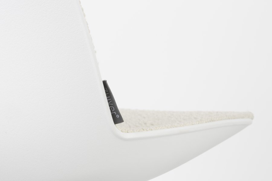 ZUIVER Albert Kuip kontorstol, m. hjul - hvid polyester og hvid aluminium