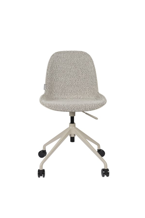 ZUIVER Albert Kuip kontorstol, m. hjul - taupe polyester og taupe aluminium