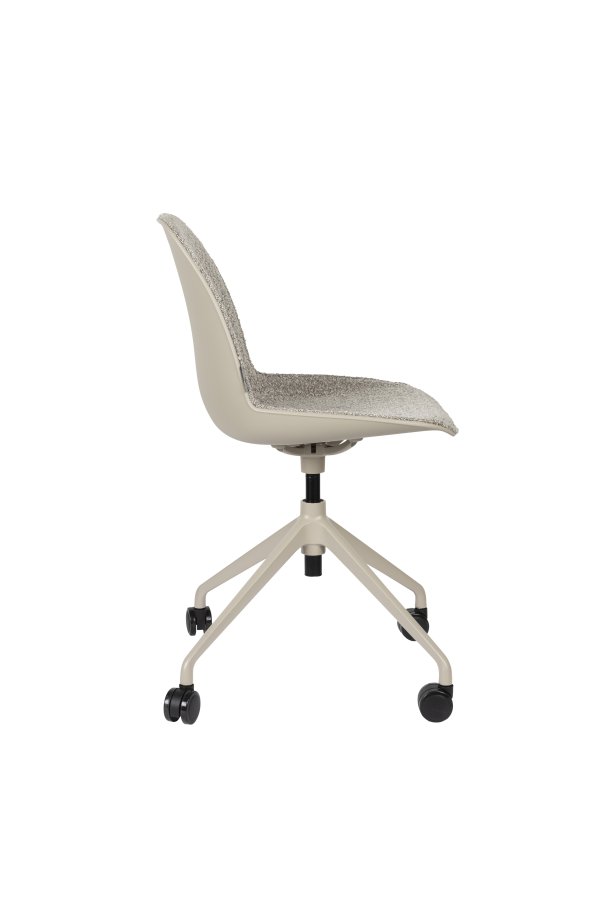 ZUIVER Albert Kuip kontorstol, m. hjul - taupe polyester og taupe aluminium