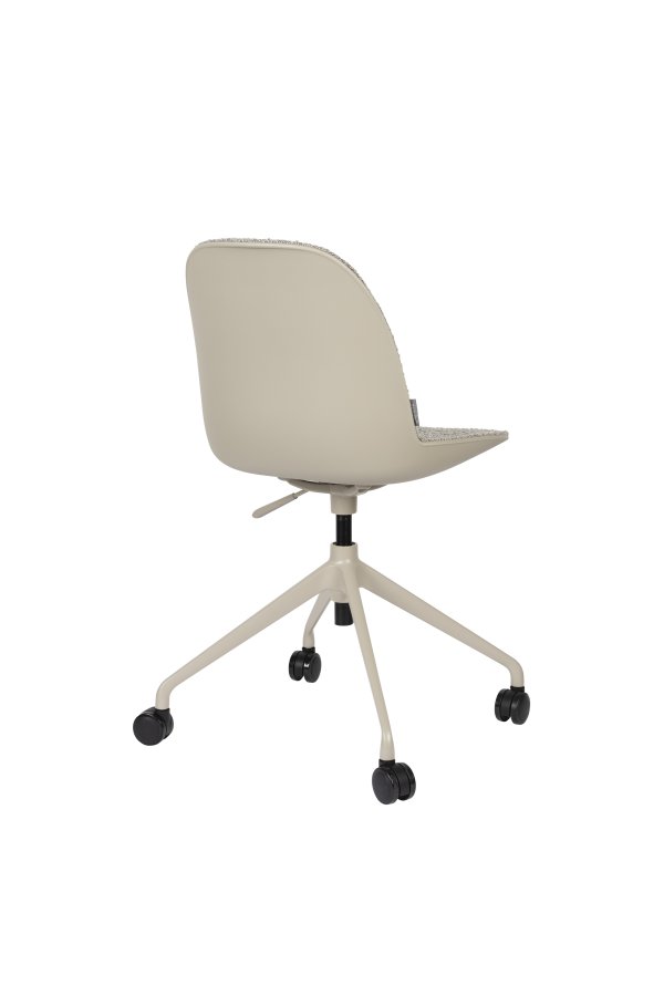 ZUIVER Albert Kuip kontorstol, m. hjul - taupe polyester og taupe aluminium