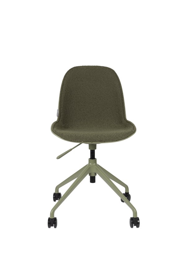 ZUIVER Albert Kuip kontorstol, m. hjul - grn polyester og grn aluminium