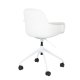 ZUIVER Albert Kuip kontorstol, m. armln og hjul - hvid polyester og hvid aluminium