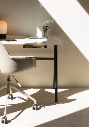 ZUIVER Albert Kuip kontorstol, m. armln og hjul - taupe polyester og taupe aluminium