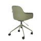 ZUIVER Albert Kuip kontorstol, m. armln og hjul - grn polyester og grn aluminium