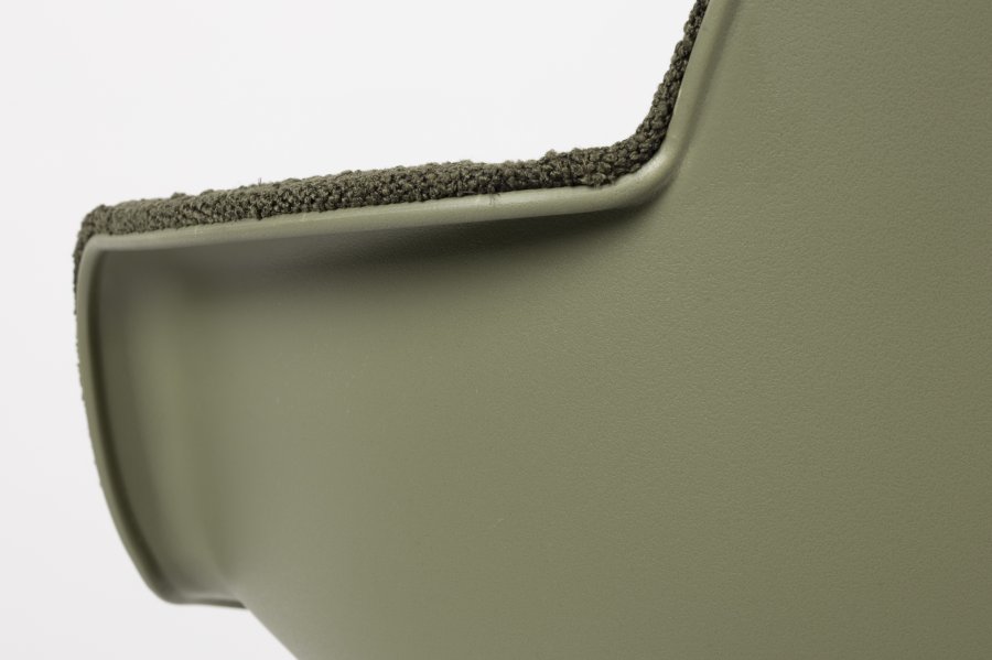 ZUIVER Albert Kuip kontorstol, m. armln og hjul - grn polyester og grn aluminium