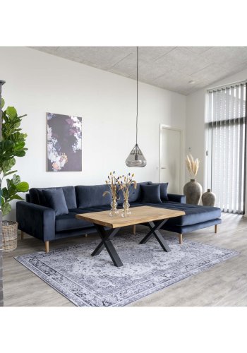 HOUSE NORDIC Lido sofa, m. hjrevendt chaiselong - mrkebl velour 
