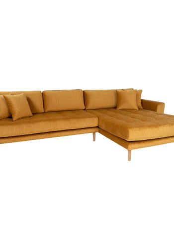 HOUSE NORDIC Lido sofa, m. hjrevendt chaiselong - sennepsgul velour 