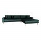 HOUSE NORDIC Lido loungesofa, m. hjre chaiselong -  mrkegrn velour og natur tr