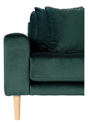 HOUSE NORDIC Lido loungesofa, m. hjre chaiselong -  mrkegrn velour og natur tr