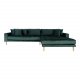 HOUSE NORDIC Lido loungesofa, m. hjre chaiselong -  mrkegrn velour og natur tr