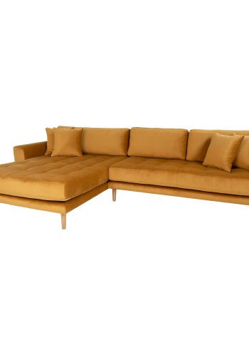 HOUSE NORDIC Lido sofa, m. venstrevendt chaiselong - sennepsgul velour 
