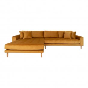 HOUSE NORDIC Lido sofa, m. venstrevendt chaiselong - sennepsgul velour 