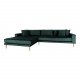 HOUSE NORDIC Lido loungesofa, m. venstre chaiselong - mrkegrn velour og natur tr