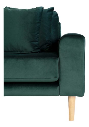 HOUSE NORDIC Lido loungesofa, m. venstre chaiselong - mrkegrn velour og natur tr