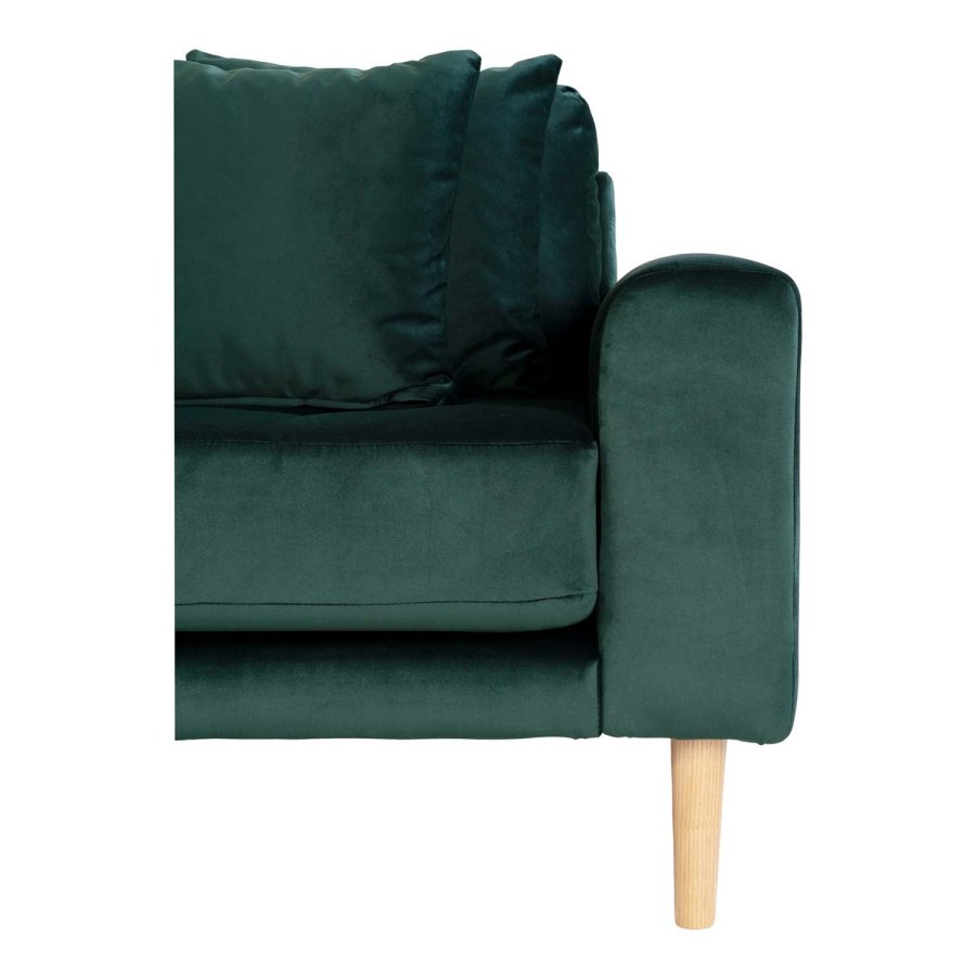 HOUSE NORDIC Lido loungesofa, m. venstre chaiselong - mrkegrn velour og natur tr