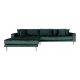 HOUSE NORDIC Lido loungesofa, m. venstre chaiselong - mrkegrn velour og natur tr