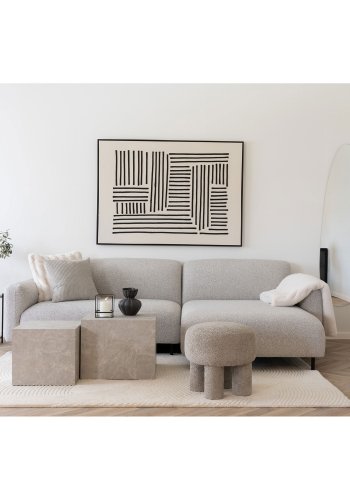 HOUSE NORDIC Salvador loungesofa, m. hjre chaiselong - lysegr bouclé polyester stof og sort