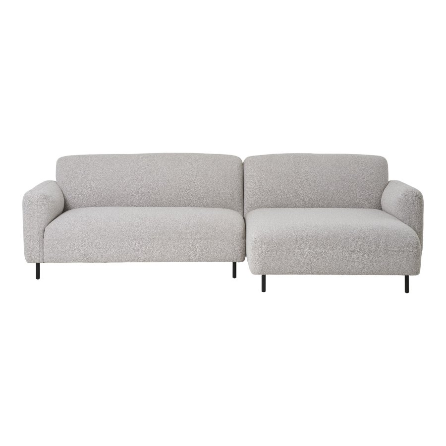 HOUSE NORDIC Salvador loungesofa, m. hjre chaiselong - lysegr bouclé polyester stof og sort