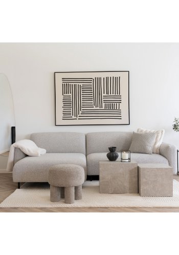 HOUSE NORDIC Salvador loungesofa, m. venstre chaiselong - lysegr bouclé polyester stof og sort