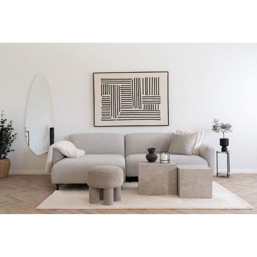 HOUSE NORDIC Salvador loungesofa, m. venstre chaiselong - lysegr bouclé polyester stof og sort