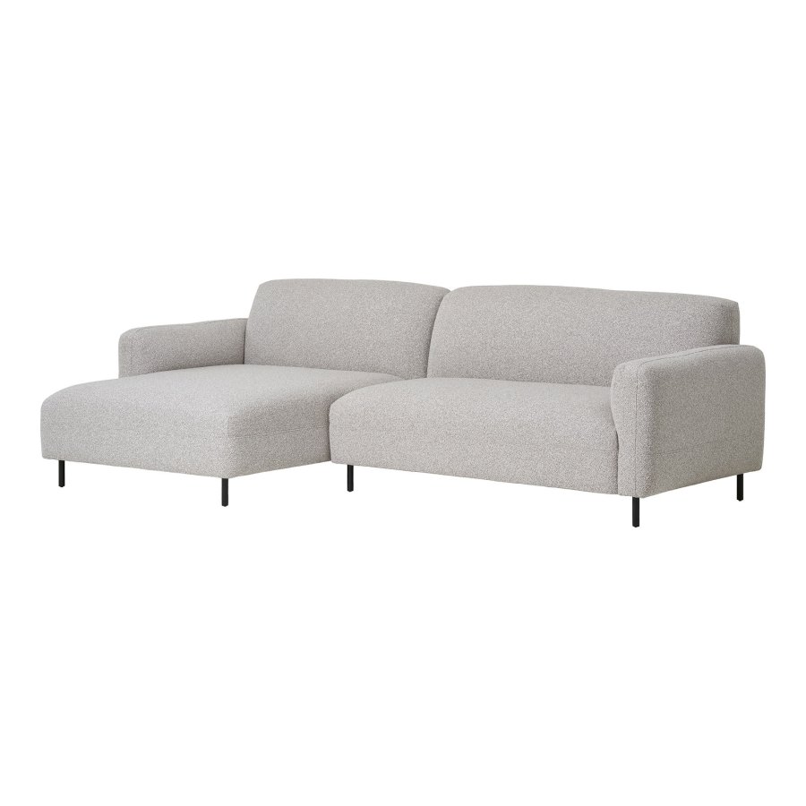 HOUSE NORDIC Salvador loungesofa, m. venstre chaiselong - lysegr bouclé polyester stof og sort