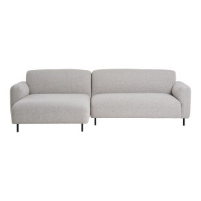HOUSE NORDIC Salvador loungesofa, m. venstre chaiselong - lysegr bouclé polyester stof og sort