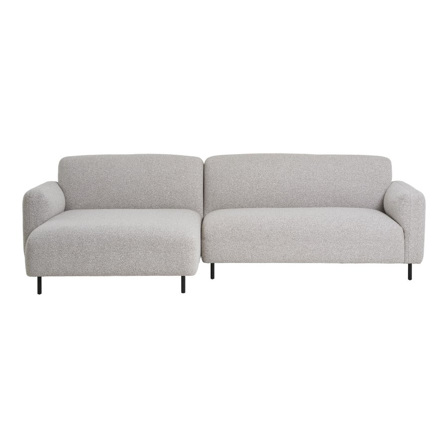 HOUSE NORDIC Salvador loungesofa, m. venstre chaiselong - lysegr bouclé polyester stof og sort