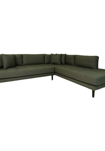 HOUSE NORDIC Lido hjrnesofa, hjrevendt, m. 4 puder - olivengrn polyester og sort tr
