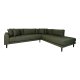 HOUSE NORDIC Lido hjrnesofa, hjrevendt, m. 4 puder - olivengrn polyester og sort tr