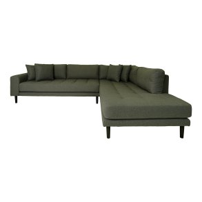 HOUSE NORDIC Lido hjrnesofa, hjrevendt, m. 4 puder - olivengrn polyester og sort tr