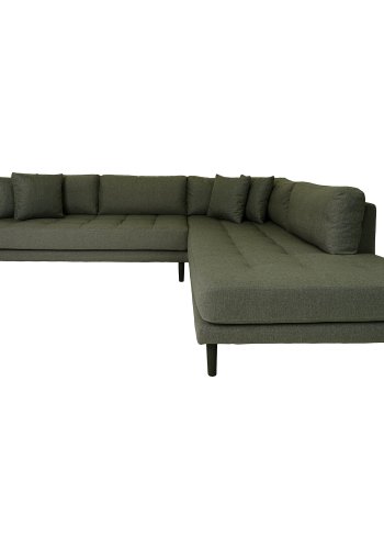 HOUSE NORDIC Lido hjrnesofa, hjrevendt, m. 4 puder - olivengrn polyester og sort tr